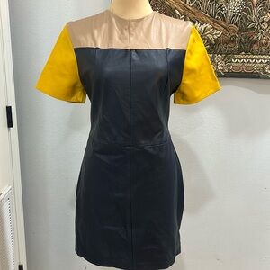 Mohd‎ Colourblock Leather Mini Shift Dress. Size M